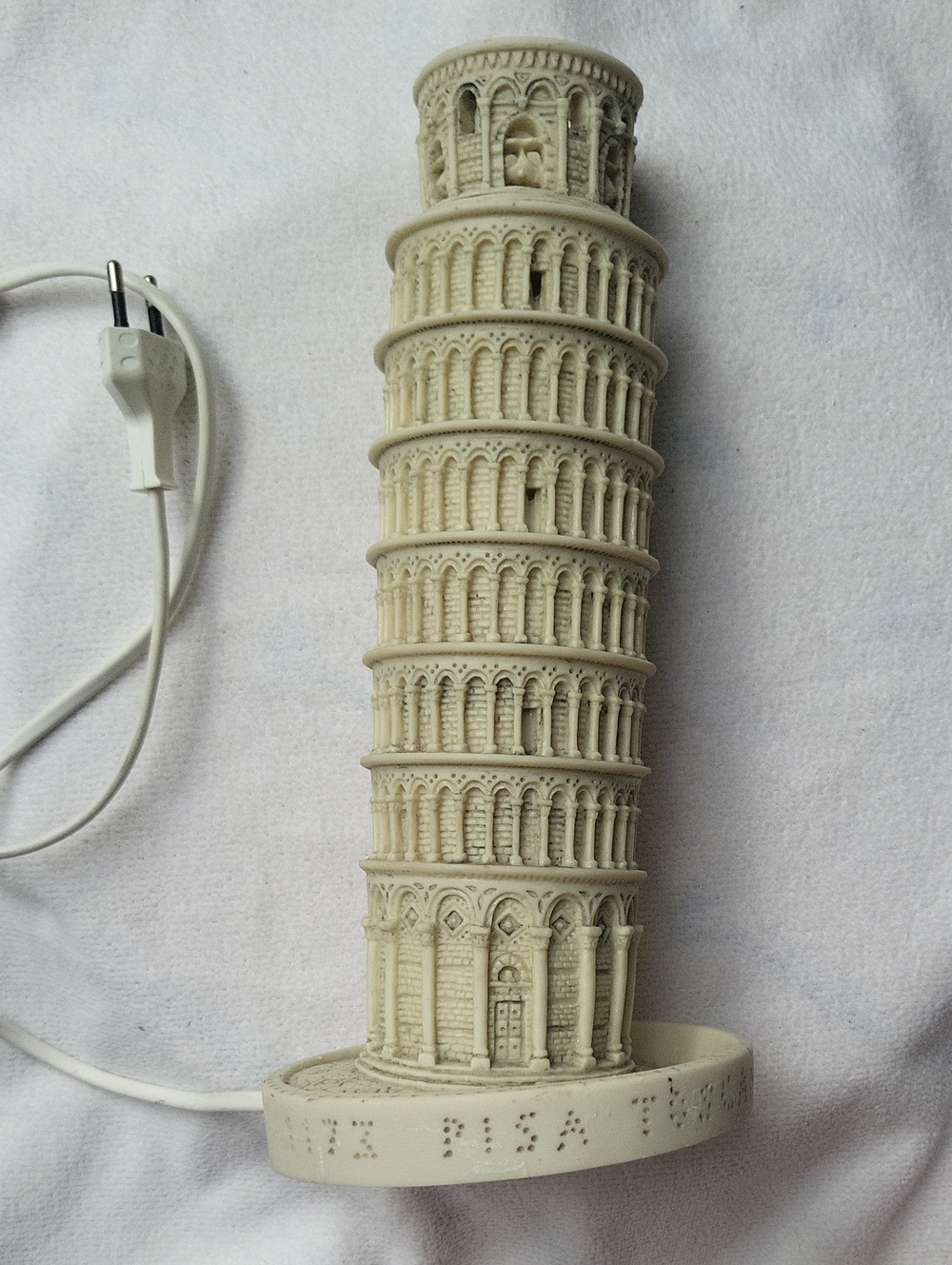 Vintage 1970s Leaning Tower of Pisa Resin Souvenir Lamp - 10" Untested Italy